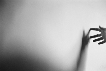 Shadow of a hand, taken in black and white film