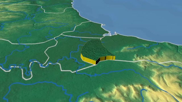 Middlesbrough - United Kingdom England, region extruded. Bumps shaded