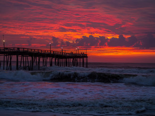 Sunrise over fishing pier at North Carolina Outer Banks