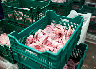 chicken meat in a meat processing plant.
