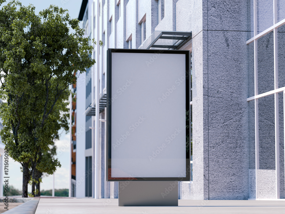 Poster mockup of vertical banner. 3d rendering