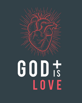 Illustration of a heart and phrase God is Love