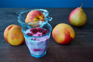 smoothies of raspberries near nectarines