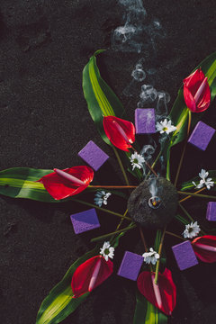 Magic ritual on the black sand beach