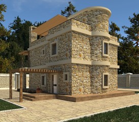 Fototapeta na wymiar House Photo Realistic Render 3D Illustration