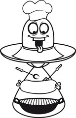 kochen grillen bbq wurst würstchen fleisch lecker hunger feiern essen braten grill küche schürze klein süß neidlich aliens Ufo fliegen untertasse