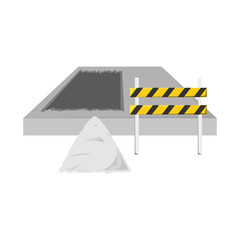 colorful trafic barrier construction sand over white background  vector illustration