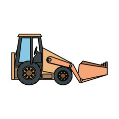 flt line colored excavator over white background vector illustration