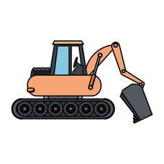 flt line colored excavator over white background vector illustration