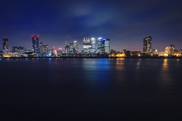 Fototapeta na wymiar Canary Wharf Viewed from the West at Night