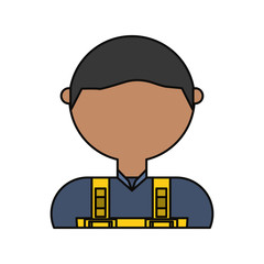 flat  line  man avatar  construction worker  over white  background vector illustration