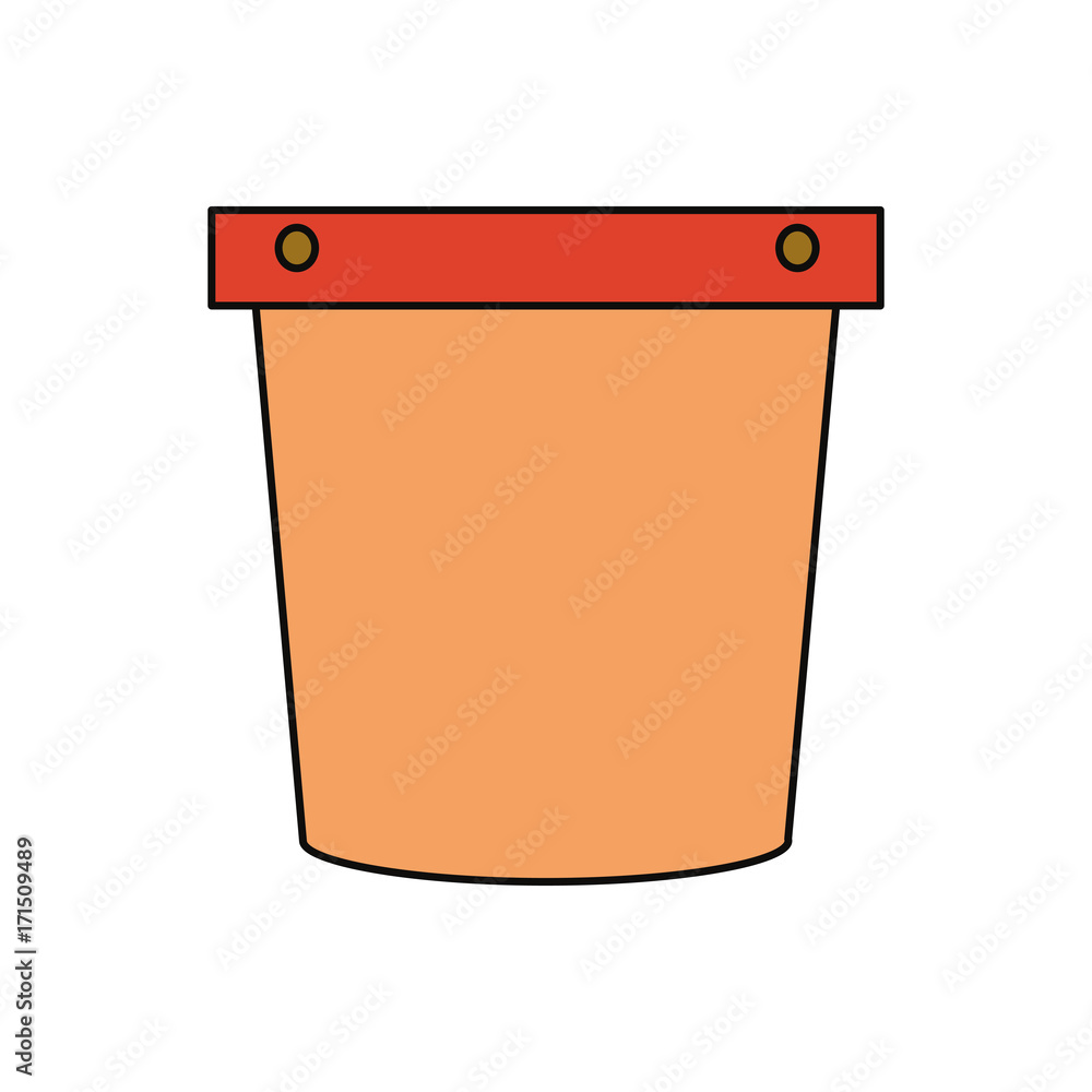 Poster flat line colored pail over white background vector illustration