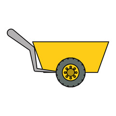 flat line colored wheelbarrow over white  background  vector illsutration