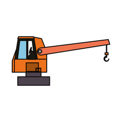 flat  line colored  crane over white background  vector illustration
