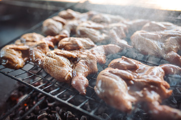 Quails on the grill.