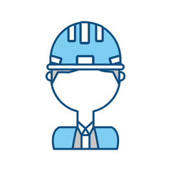 engineer with safety helmet icon over white background vector illustration