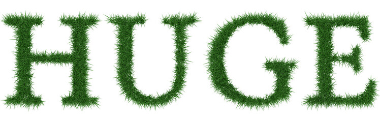 Huge - 3D rendering fresh Grass letters isolated on whhite background.