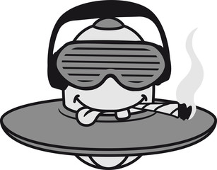 kiffen hanf rauchen drogen party disko dj feiern zigarette brille cannabis weed stoned bekifft klein süß neidlich aliens Ufo blau fliegen untertasse