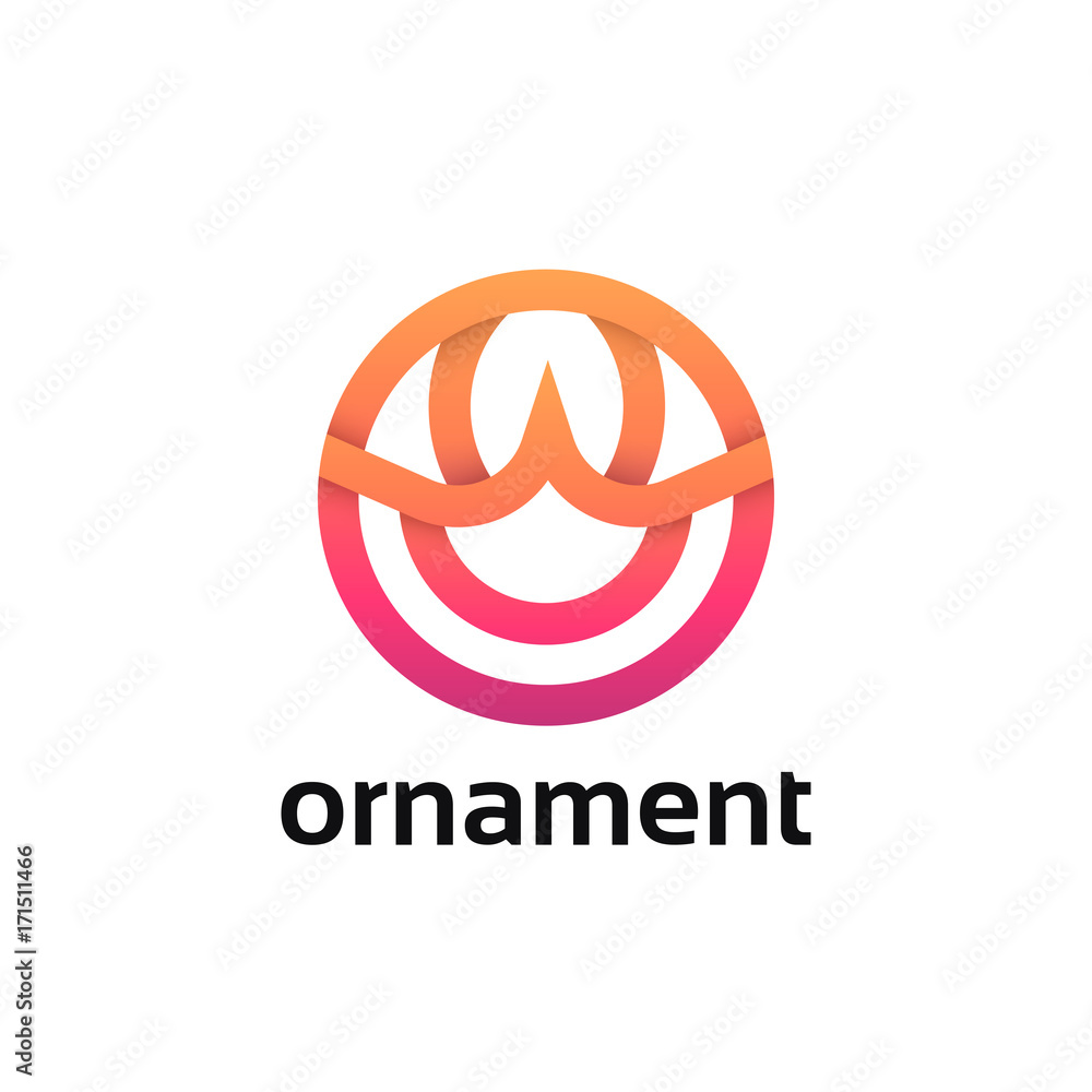 Poster flat linear logo circle icon abstract sign vector design.