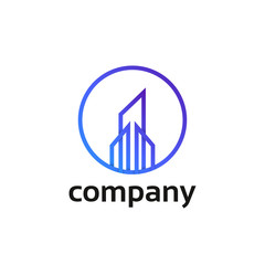 Clean building logo circle icon company sign vector design.