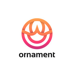 Flat linear logo circle icon abstract sign vector design.