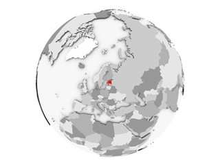 Estonia on grey globe isolated