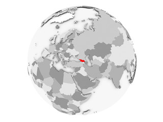 Georgia on grey globe isolated
