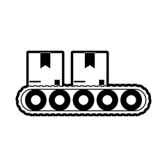 cardboard boxes on factory platform  industry icon image vector illustration design  black and white