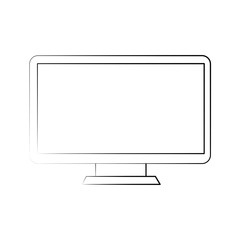 computer with blank screen icon image vector illustration design  black line