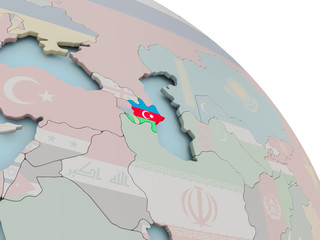 Map of Azerbaijan with flag