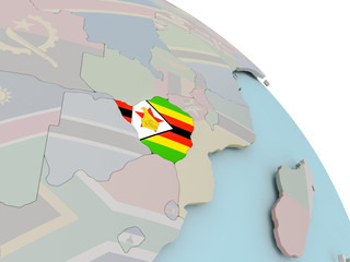 Map of Zimbabwe with flag