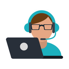 male operator avatar customer service call center related icon image vector illustration design 