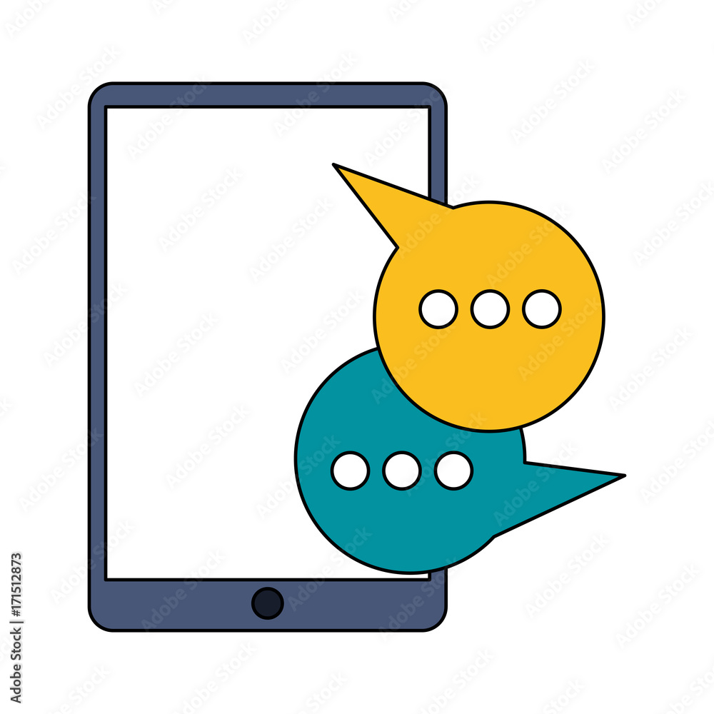 Poster cellphone instant message conversation icon image vector illustration design