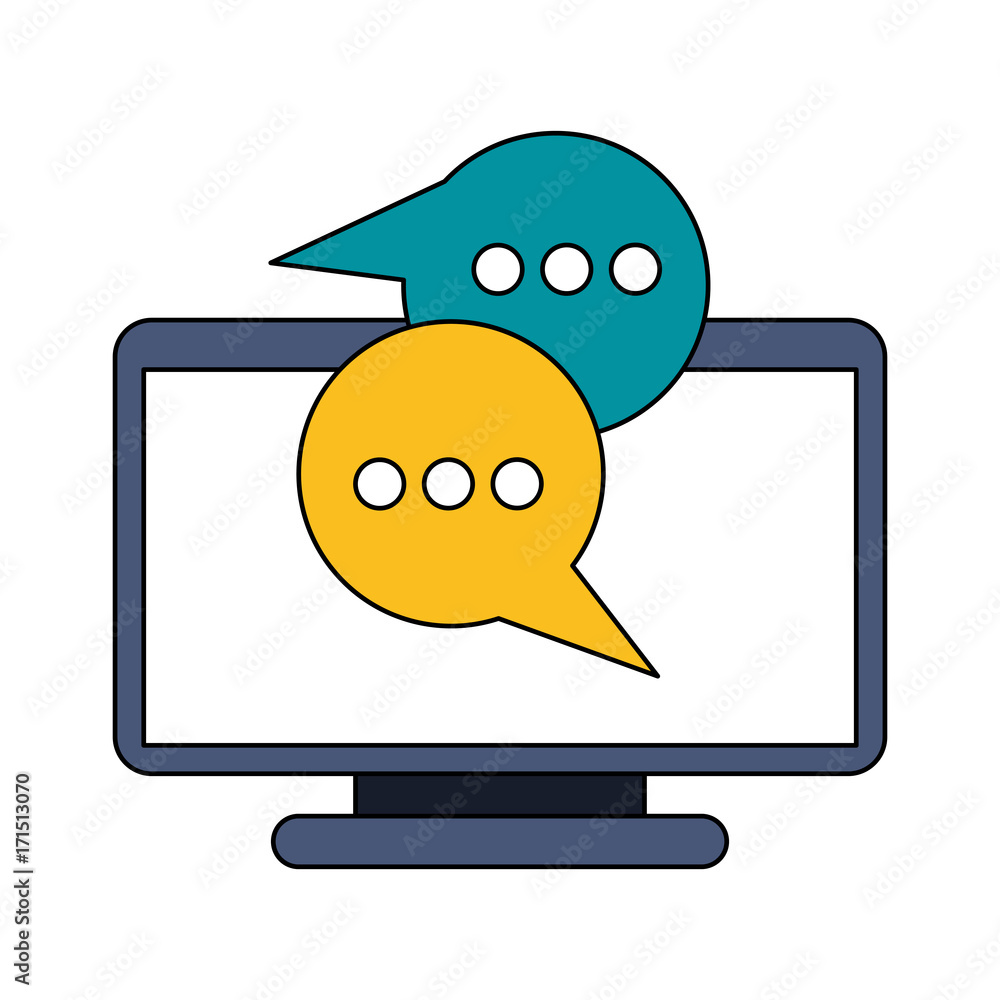 Poster computer instant message conversation icon image vector illustration design