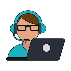 male operator avatar customer service call center related icon image vector illustration design 