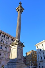 Fototapeta na wymiar Statue of Santa Maria Maggiore, in front of basilica di santa maria maggiore in Rome Italy. 