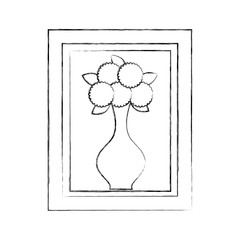 wooden frame with flower in vase decoration interior vector illustration