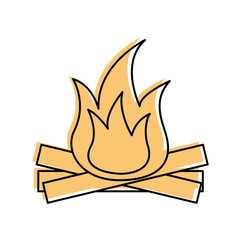 hot and warm bonfire flame wooden vector illustration