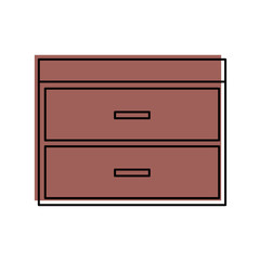 wooden chest of drawers furniture material modern style vector illustration