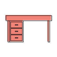 furniture desk drawers wooden table design vector illustration