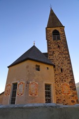 Fototapeta premium church in Santa Magdalena village in Val di Funes, Italy,