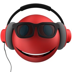 3d red emoticon smile