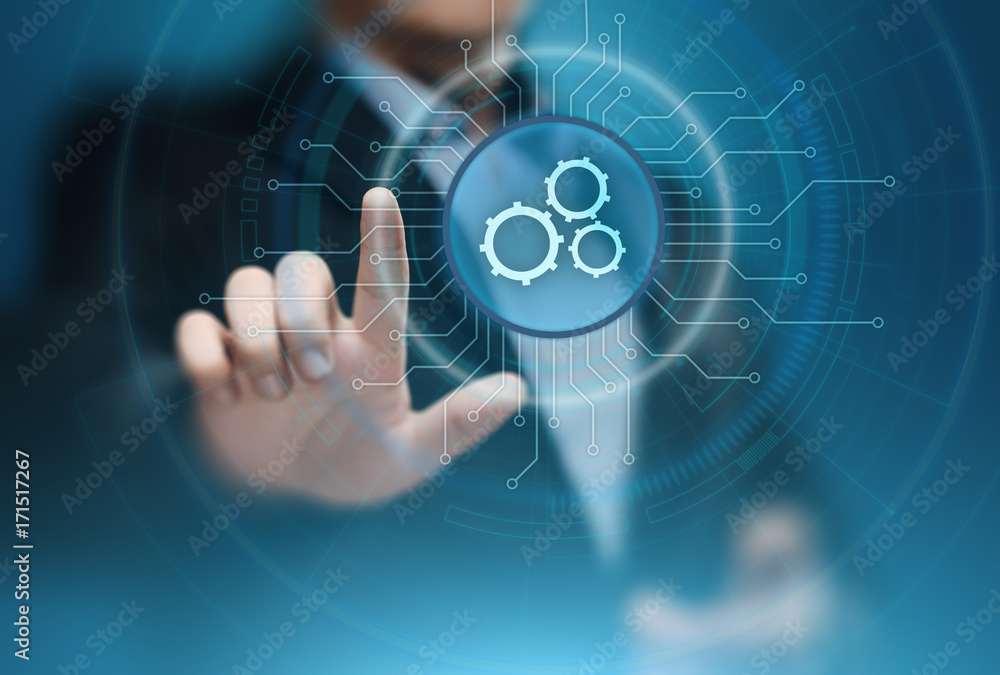 Poster automation software technology process system business concept