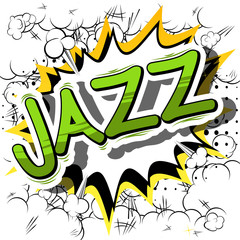 Jazz - Comic book word on abstract background.