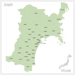 宮城県の地図