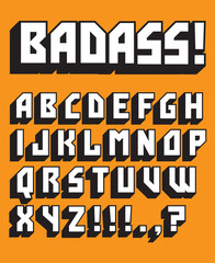 Badass Custom Retro Vector Alphabet
Big bold alphabet of vintage style 1970s letters. Great display typeface for big, bold headlines.