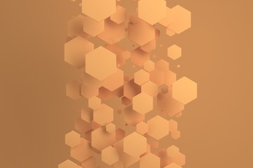 Orange hexagons of random size on orange background