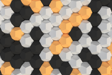 Pattern of white, orange and black hexagonal elements