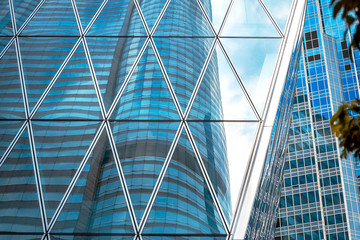 Modern office building detail, glass surface