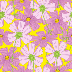 vector seamless mexican aster floral pattern perfect for wedding invitation, greeting card, wrap paper, background, wallpaper, fabric or textile